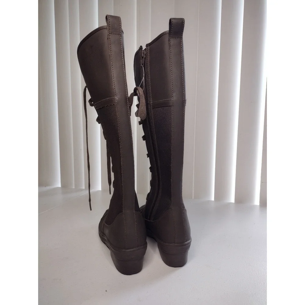 Clarks Carima Pluma Dark Brown Waterproof Lace Up Tall Winter Boots Womens 5.5